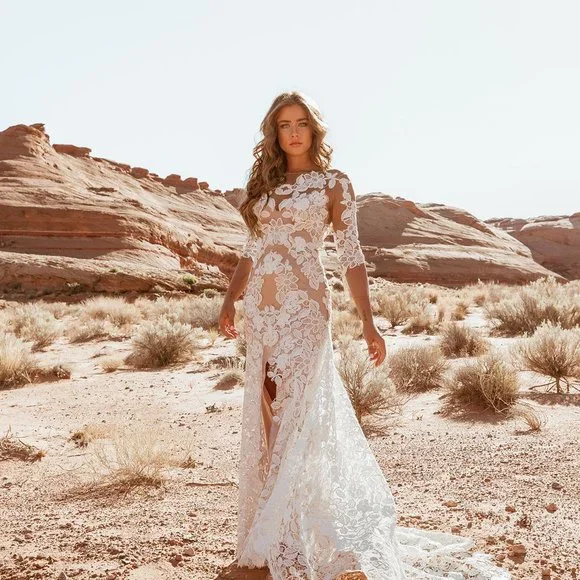 Lovers Society Kennedy Wedding Gown Size 10 Boho Lace